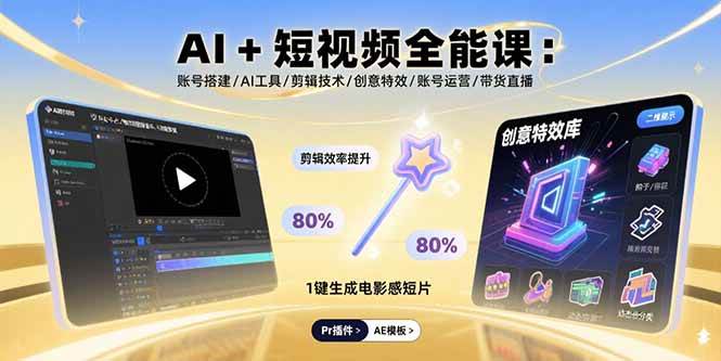 (15862期)AI+短视频全能课:账号搭建/AI工具/剪辑技术/创意特效/账号运营/带货直播 (15862期)AI+短视频全能课:账号搭建/AI工具/剪辑技术/创意特效/账号运营/带货直播