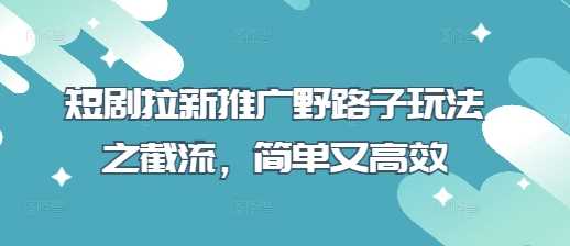 短剧拉新推广野路子玩法之截流,简单又高效 短剧拉新推广野路子玩法之截流,简单又高效