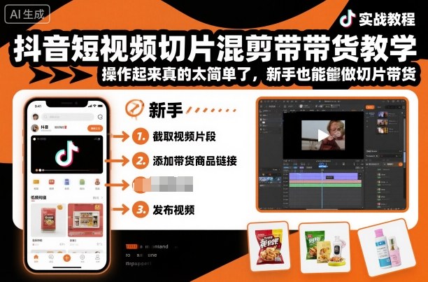 抖音短视频切片混剪带货教学,操作起来真的太简单了,新手也能做切片带货 抖音短视频切片混剪带货教学,操作起来真的太简单了,新手也能做切片带货