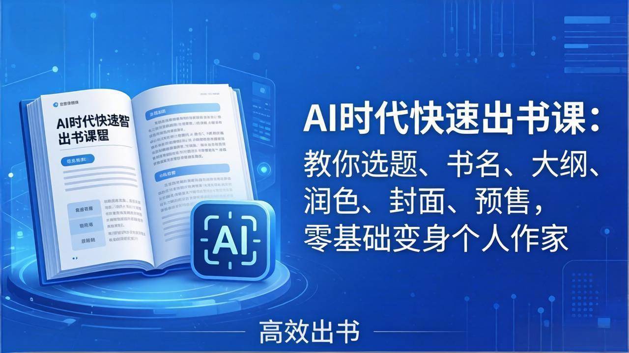 (17865期)AI时代7天闪电出书课:教你选题、书名、大纲、润色、封面、预售,零基础变身个人作家 (17865期)AI时代7天闪电出书课:教你选题、书名、大纲、润色、封面、预售,零基础变身个人作家