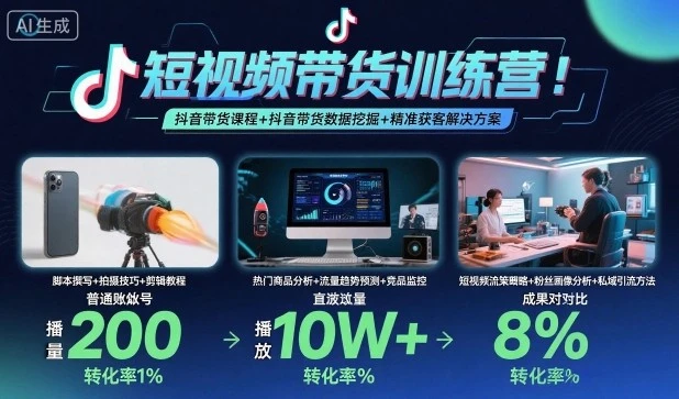【精】短视频带货训练营,抖音带货课程+抖音带货数据挖掘+精准获客解决方案 【精】短视频带货训练营,抖音带货课程+抖音带货数据挖掘+精准获客解决方案