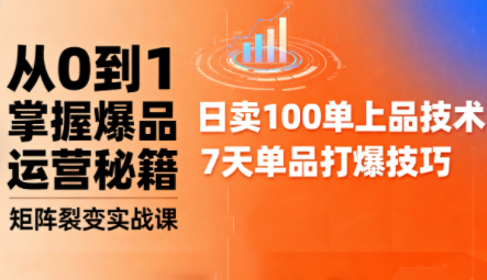 抖音小店爆品打造与矩阵裂变实战课 抖音小店爆品打造与矩阵裂变实战课