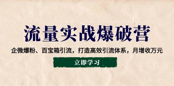 (14039期)流量实战爆破营:企微爆粉、百宝箱引流,打造高效引流体系,月增收万元 (14039期)流量实战爆破营:企微爆粉、百宝箱引流,打造高效引流体系,月增收万元