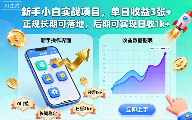 新手小白实战项目,单日收益3张+,正规长期可落地,后期可实现日收1k+【揭秘】 新手小白实战项目,单日收益3张+,正规长期可落地,后期可实现日收1k+【揭秘】
