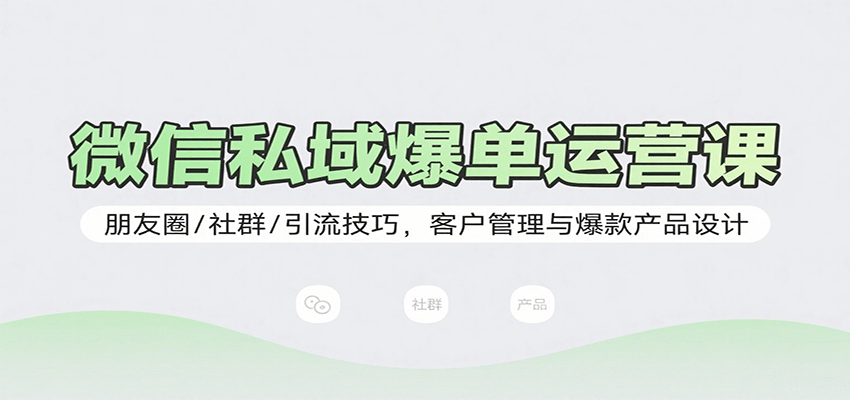 微信私域爆单运营课:朋友圈/社群/引流技巧,客户管理与爆款产品设计 微信私域爆单运营课:朋友圈/社群/引流技巧,客户管理与爆款产品设计