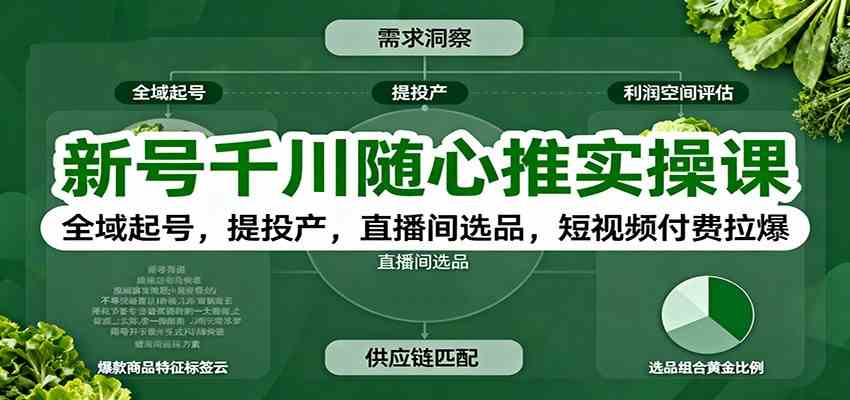 新号千川随心推实操课:全域起号,提投产,直播间选品,短视频付费拉爆 新号千川随心推实操课:全域起号,提投产,直播间选品,短视频付费拉爆
