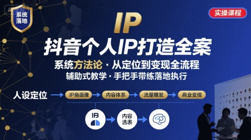抖音个人IP系统落地实操大课,实操课程,辅助落地 抖音个人IP系统落地实操大课,实操课程,辅助落地