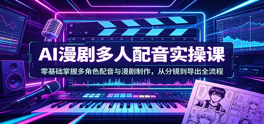 AI漫剧多人配音实操课:零基础掌握多角色配音与漫剧制作,从分镜到导出全流程 AI漫剧多人配音实操课:零基础掌握多角色配音与漫剧制作,从分镜到导出全流程