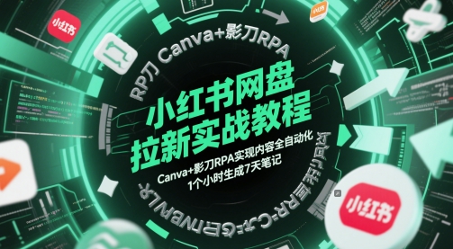 小红书网盘拉新实战教程,Canva+影刀RPA实现内容全自动化,1个小时生成7天笔记 小红书网盘拉新实战教程,Canva+影刀RPA实现内容全自动化,1个小时生成7天笔记