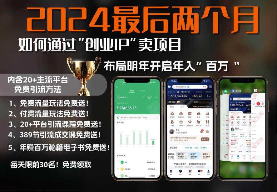 (13322期)2024最后两个月如何通过”创业IP“卖项目年入”百万“,创业IP+最强引流… (13322期)2024最后两个月如何通过”创业IP“卖项目年入”百万“,创业IP+最强引流…
