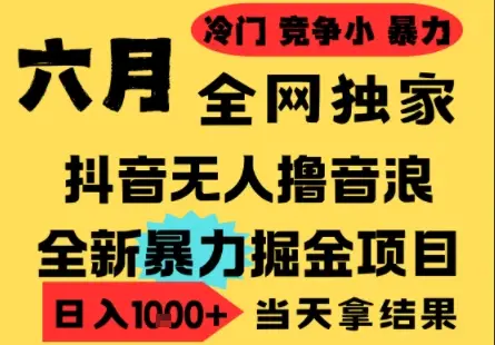 25年6月高爆抖音无人直播最新撸音浪掘金项目,小白可做,无脑日入1k+,门槛低可批量矩阵【揭秘】 25年6月高爆抖音无人直播最新撸音浪掘金项目,小白可做,无脑日入1k+,门槛低可批量矩阵【揭秘】