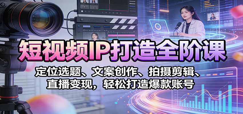 短视频IP打造全阶课:定位选题、文案创作、拍摄剪辑、直播变现,轻松打造爆款账号 短视频IP打造全阶课:定位选题、文案创作、拍摄剪辑、直播变现,轻松打造爆款账号