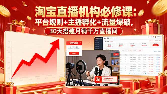 (16087期)淘宝直播机构必修课:平台规则/主播孵化/流量爆破,30天搭建月销千万直播间 (16087期)淘宝直播机构必修课:平台规则/主播孵化/流量爆破,30天搭建月销千万直播间