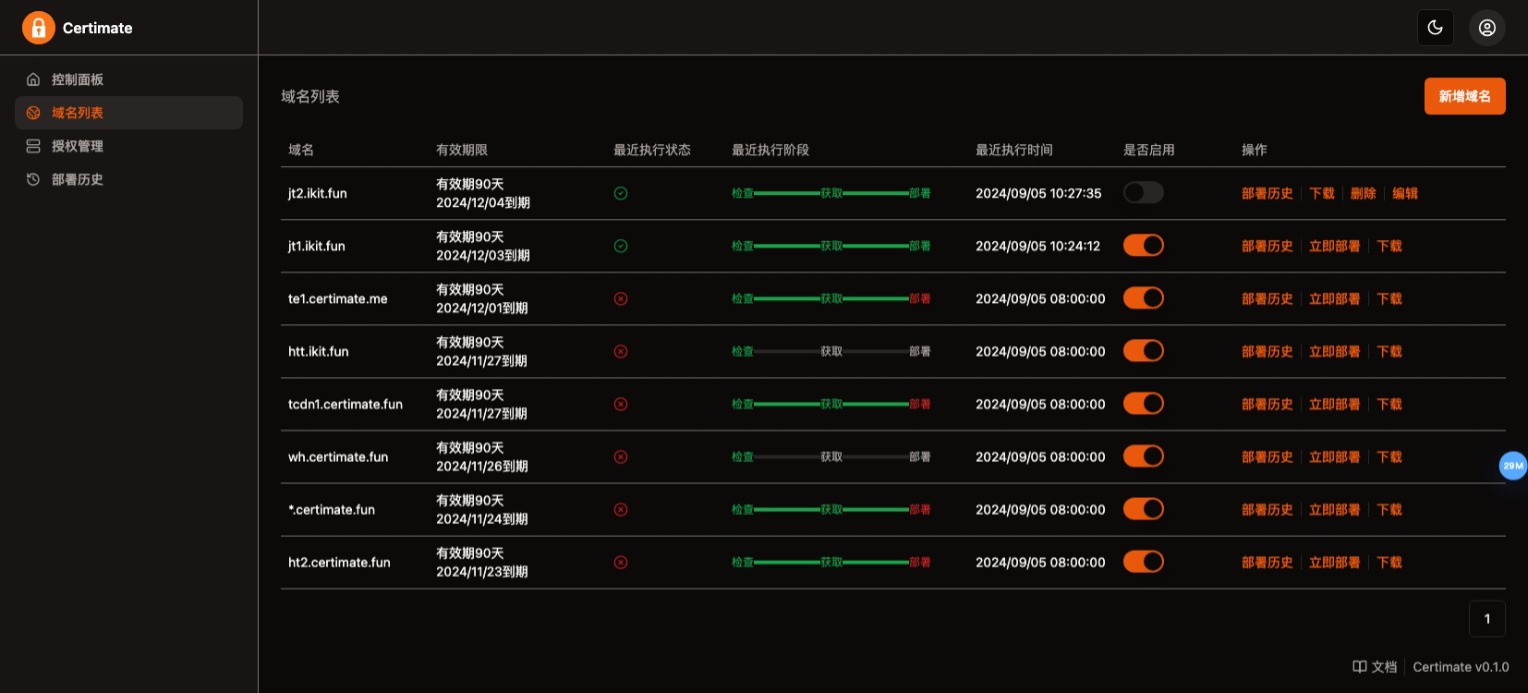 SSL证书管理系统工具网站源码,自动申请、部署SSL证书,并在证书即将过期时自动续期 SSL证书管理系统工具网站源码,自动申请、部署SSL证书,并在证书即将过期时自动续期
