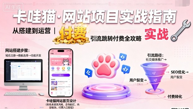 卡哇猫·网站项目,网站搭建与运营以及引流跳转付费 卡哇猫·网站项目,网站搭建与运营以及引流跳转付费