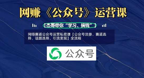网创赛道公众号运营私密课【公众号注册、赛道选择、话题选择、引流变现】全流程 网创赛道公众号运营私密课【公众号注册、赛道选择、话题选择、引流变现】全流程