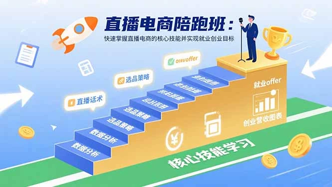 【精】直播电商陪跑班：快速掌握直播电商的核心技能并实现就业/创业目标-知行客