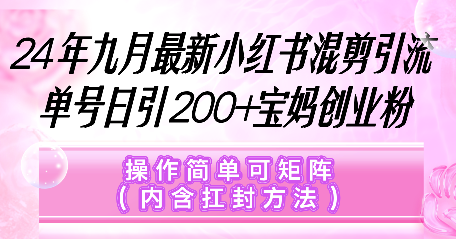 （12530期）小红书混剪引流，单号日引200+宝妈创业粉，操作简单可矩阵（内含扛封… | 资源下载 - 知行客-知行客