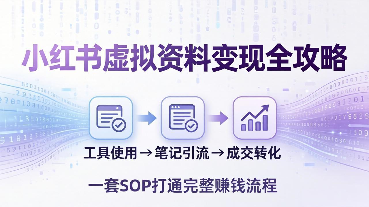 小红书虚拟资料变现全攻略：从工具使用到笔记引流成交，一套 SOP 打通完整赚钱流程-知行客
