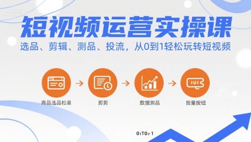 短视频运营实操课，选品、剪辑、测品、投流，从0到1轻松玩转短视频-知行客