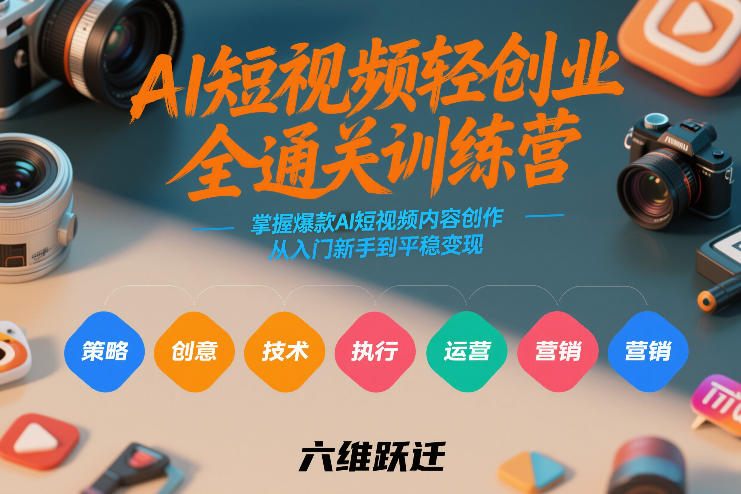 AI短视频轻创业全通关训练营，掌握爆款AI短视频内容创作，从入门新手到平稳变现的六维跃迁-知行客