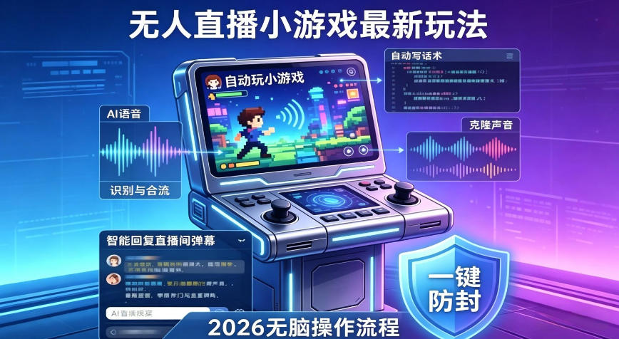 2026年AI无人直播小游戏全流程，不违规不封号，开启创业副业增收之路，小白月入1w+【揭秘】-知行客