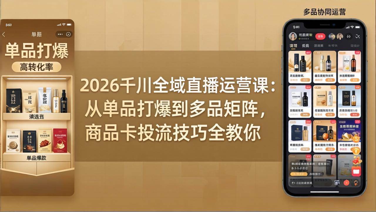 （18028期）2026千川全域直播运营课：从单品打爆到多品矩阵，商品卡投流技巧全教你-知行客