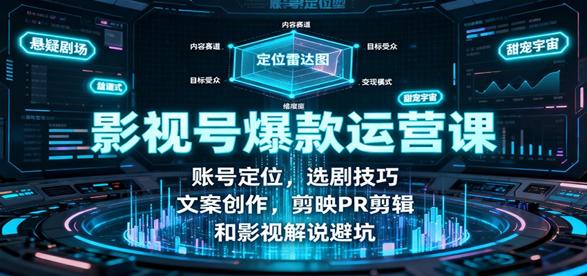 影视号爆款运营课：账号定位，选剧技巧，文案创作，剪映PR剪辑和影视解说避坑-知行客