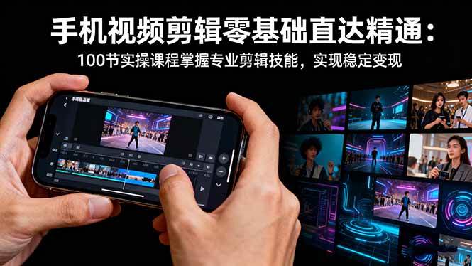 （16466期）手机视频剪辑零基础直达精通：100节实操课程掌握专业剪辑技能，实现稳…-知行客
