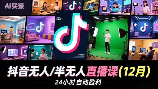 （16965期）抖音无人/半无人直播课(12月)，AI实景、数字人、绿幕、多种玩法、24小时自动盈利-知行客