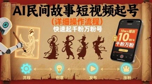 AI民间故事短视频起号，详细操作流程，快速起千粉万粉号-知行客