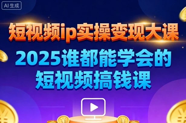 【精】短视频ip实操变现大课，7月26-27日广州站线下课，2025谁都能学会的短视频搞钱课-知行客