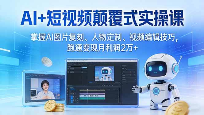 （17454期）AI+短视频颠覆式实操课：掌握AI图片复刻、人物定制、视频编辑技巧，跑通变现月利润2万+-知行客