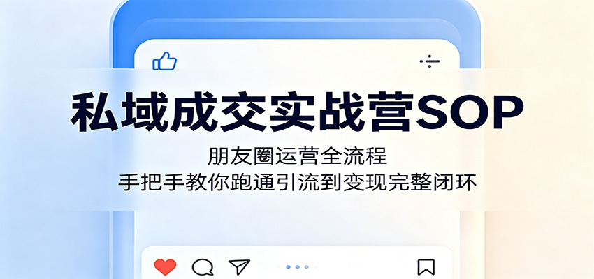 私域成交实战营SOP：朋友圈运营全流程，手把手教你跑通引流到变现完整闭环-知行客