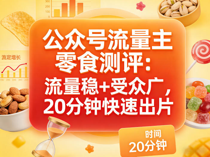 公众号流量主之零食测评赛道，流量稳+受众广，20分钟一条作品-知行客