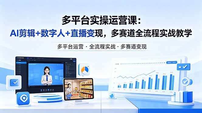 （18193期）某团队多平台实操运营课-更新26年4月25：AI剪辑+数字人+直播变现，多赛道全流程实战教学-知行客