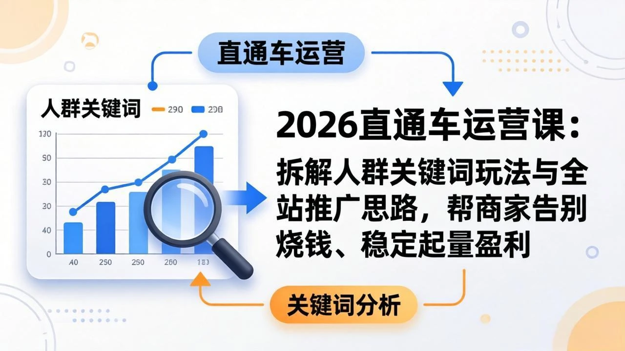 【精】2026直通车运营课：拆解人群关键词玩法与全站推广思路，帮商家告别烧钱、稳定起量盈利-知行客