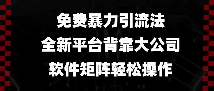 （13745期）免费暴力引流法，全新平台，背靠大公司，软件矩阵轻松操作-知行客