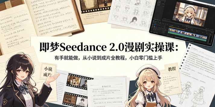 【精】即梦Seedance 2.0漫剧实操课：有手就能做，从小说到成片全教程，小白零门槛上手-知行客