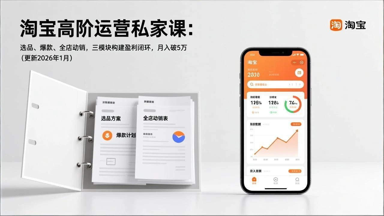 【精】淘宝高阶运营私家课：选品、爆款、全店动销，三模块构建盈利闭环，月入破5万（更新26年1月）-知行客