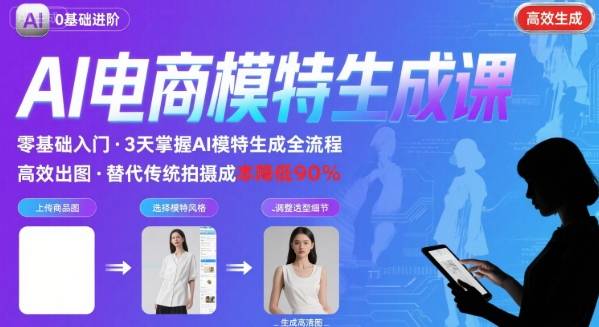 AI模特进阶课程，0基础高效生成逼真电商模特图-知行客