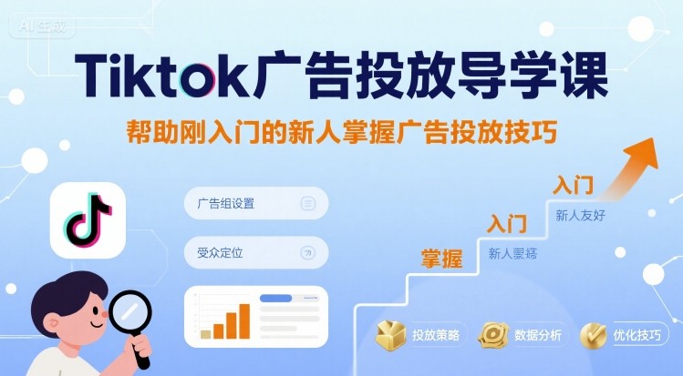 Tiktok广告投放导学课，帮助刚入门的新人掌握广告投放技巧-知行客