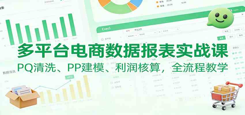 多平台电商数据报表实战课：PQ清洗、PP建模、 利润核算，全流程教学-知行客