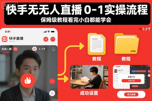 快手无人直播0-1实操流程，保姆级教程看完小白都能学会-知行客
