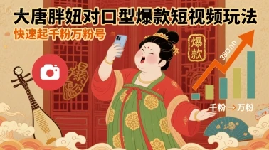 大唐胖妞对口型爆款短视频玩法，快速起千粉万粉号-知行客