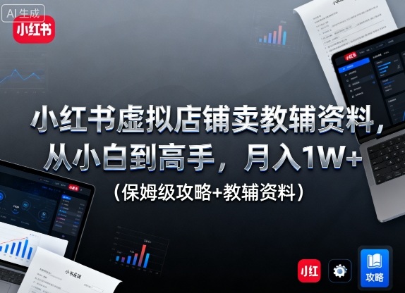 小红书虚拟店铺卖教辅资料，从小白到高手，月入1W+(保姆级攻略+教辅资料)-知行客