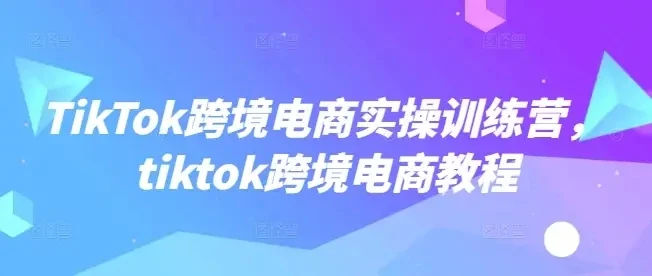 【精】TikTok跨境电商实操训练营，tiktok跨境电商教程-知行客