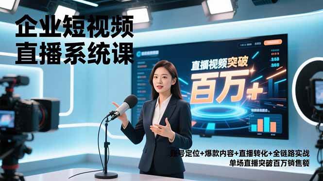 （16878期）企业短视频直播系统课，账号定位+爆款内容+直播转化+全链路实战，单场直播突破百万销售额-知行客