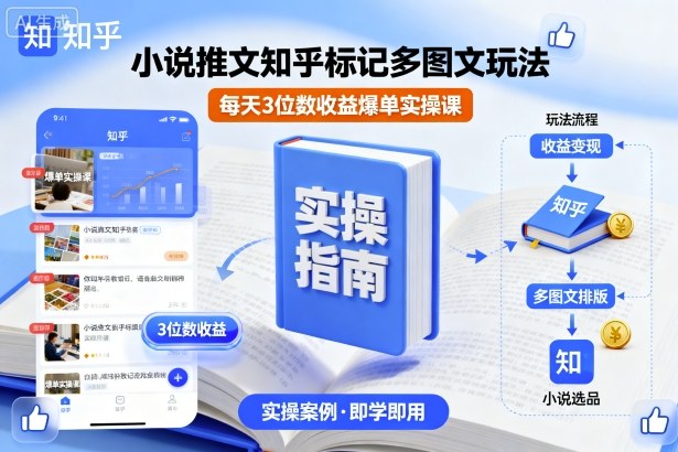 小说推文知乎标记多图文玩法，每天3位数收益爆单实操课-知行客