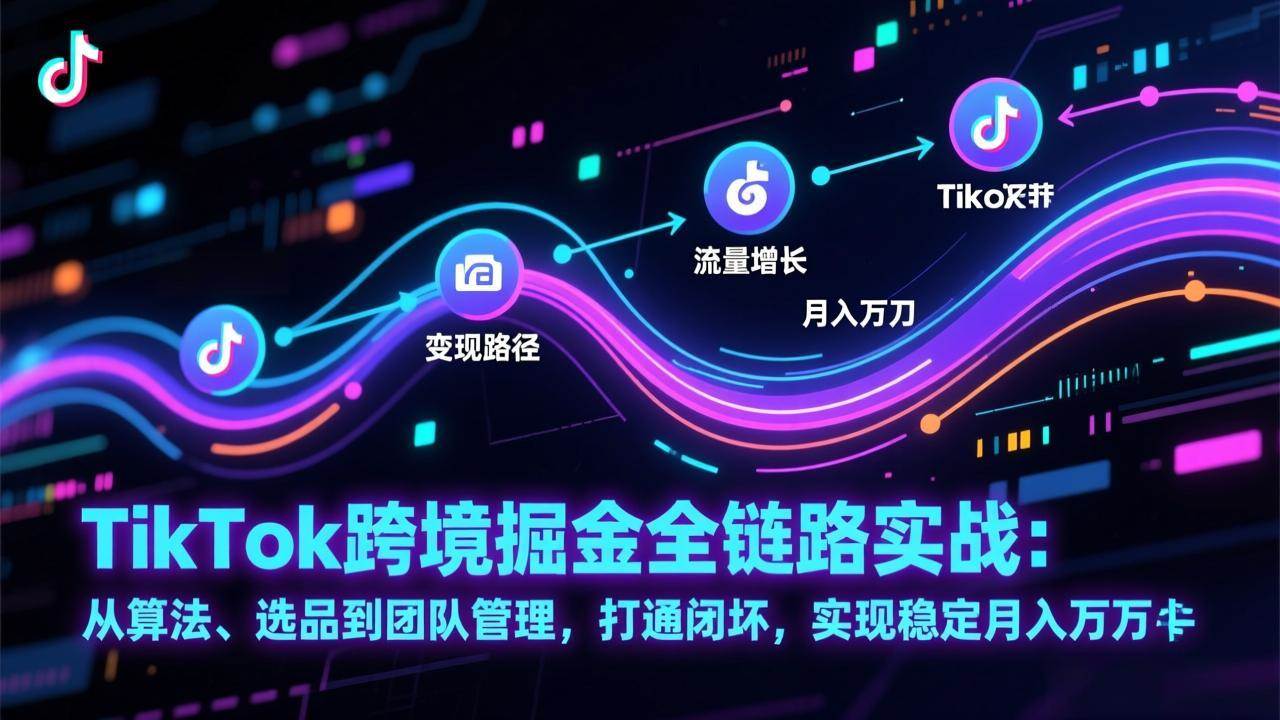 （17216期）TikTok跨境掘金全链路实战：从算法、选品到团队管理，打通闭环，实现稳定月入万刀-知行客